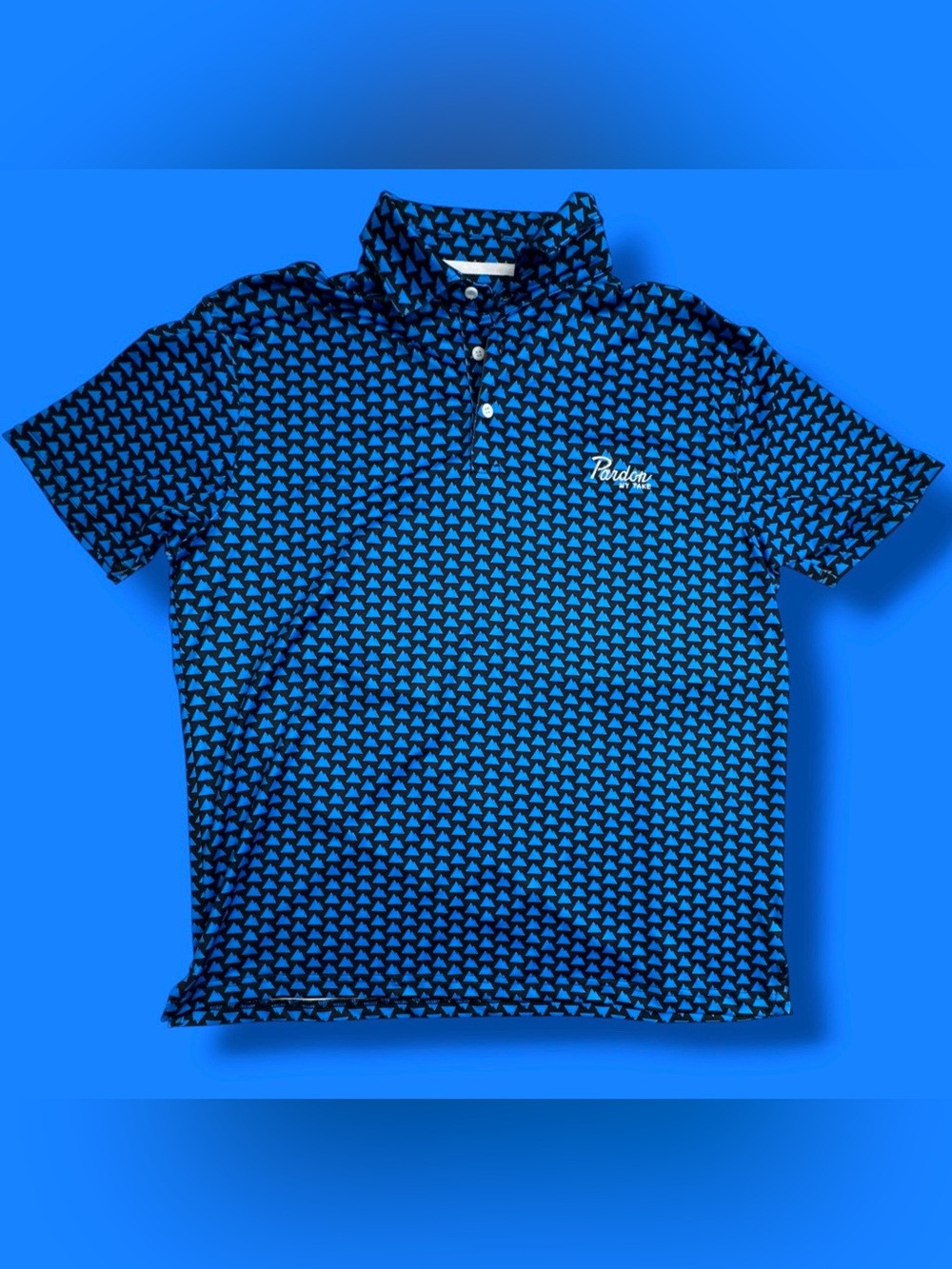 Barstool Golf Men's L Blue Graphic Print Short Sleeve Golf Polo Shirt Mountain